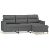 Canapé 3 places repose-pieds gris foncé 180 cm tissu