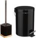5Five Set d'accessoires pour salle de bain/toilettes - Brosse WC/poubelle à pédale 3L - noir - métal/polyrésine