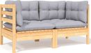 Maison Exclusive - Ensemble de jardin deux places, avec coussins gris, en bois de pin massif