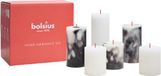 Bolsius - Marmer kaarsen set - Onyx Black - 6 stuks