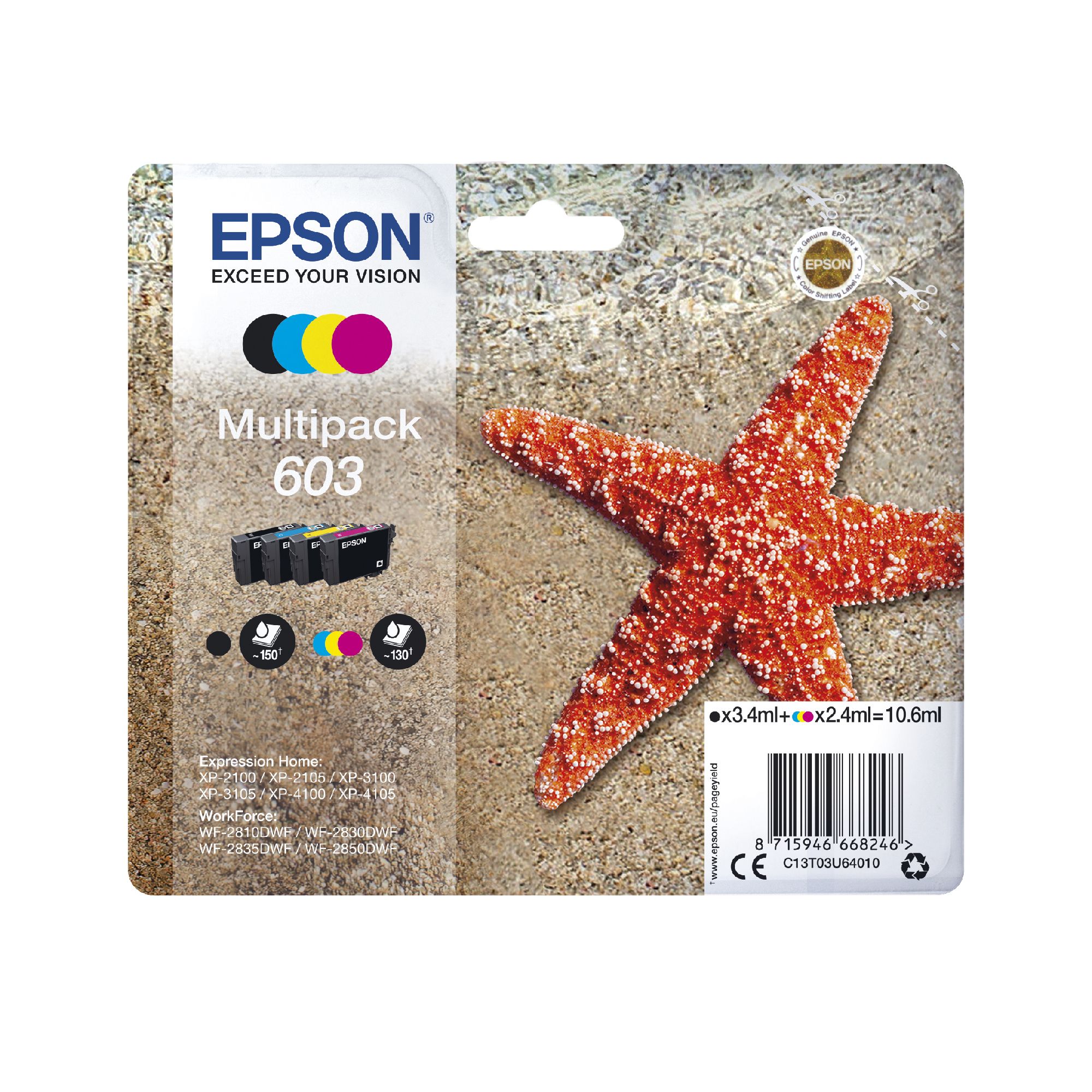 Epson 603 Ink Cartridge Multipack - Original - Black, Cyan, Magenta, Yellow