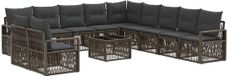 vidaXL Tuinbank - Set - 11 zitplekken - Grijs - Polyrattan