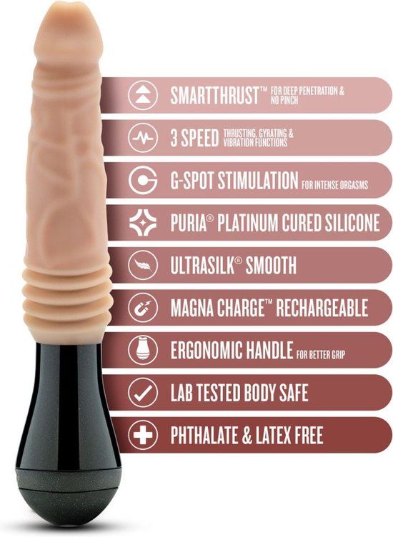Dr. Skin Silicone - Dr. Knight - Stotende en Vibrerende Dildo - Beige - 26.7 cm