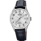 Festina F20007/1 Heren Polshorloge Zwart Leer Zilverkleurig Stalen Kast