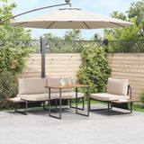 vidaXL Eettafel Set 3-delig Taupe Staal
