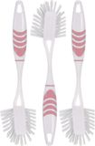 Excellent Houseware Afwasborstel met ophang lus - 3x stuks - roze - 29 cm