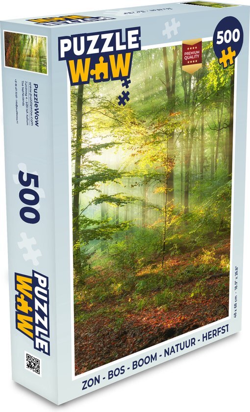 MuchoWow Puzzel Zon - Bos - Bomen - Natuur - Herfst - Legpuzzel - Puzzel 500 stukjes - Sinterklaas cadeautjes - Sinterklaas voor grote kinderen