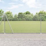 vidaXL Gelast hekwerk met betonnen voetstuk, 50 x 1,2 meter, zilverkleurig, gaashek