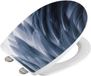 WENKO WC bril Plumes - Thermoplast met structuurprint - Easy-Close softclose sluiting - Fix-Clip bevestiging afklikbaar in RVS - belastbaar tot 350 kg - Toiletbril decor met structuur - Toiletzitting met print