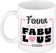 Bellatio Decorations Naam mok Fenna - wit - Fabulous - keramiek - 300 ml
