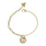 GUESS Armband Rolling Hearts Half Round Chain Heart Bracelet Yellow Gold Goudkleurig
