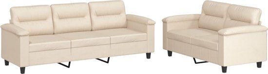 vidaXL 2-delige Loungeset met kussens microvezelstof beige