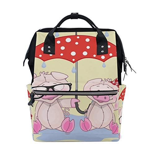 MONTOJ Varkens en Paraplu Canvas Rugzak - Travel Campus Rugzak - 5601224253460