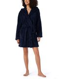 SCHIESSER Essentials badjas - dames kamerjas teddyfleece comfort fit donkerblauw