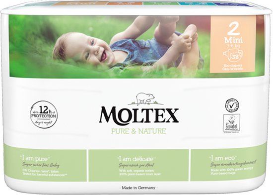 Moltex Nature Babyluiers Mini - 38 stuks - Maat 2 (3-6 kg)