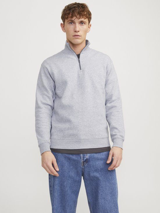 JACK&JONES JJEBRADLEY SWEAT HALF ZIP NOOS Heren Sweater Lichtgrijs Melange Maat L