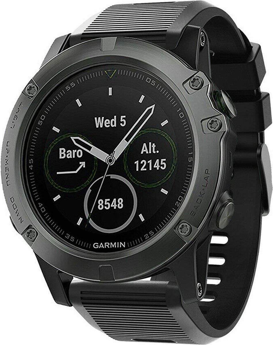 Strap-it Garmin Fenix 5x / 6x siliconen bandje - zwart