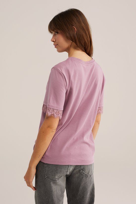 WE Fashion Dames jersey T-shirt met kant