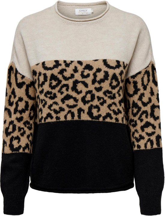 ONLY ONLJADE ANIMAL Trui Dames - Moonbeam/black/toas - Maat M