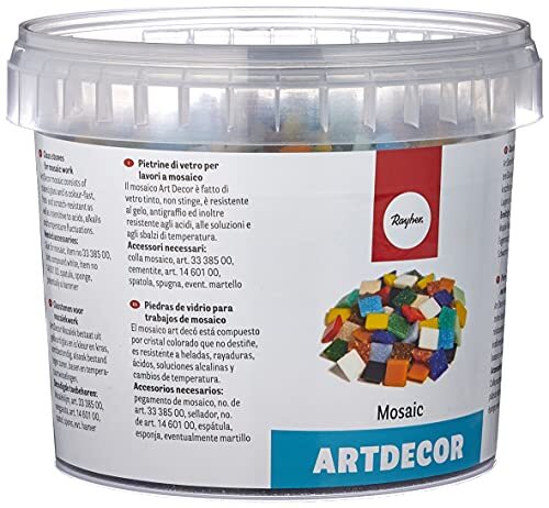 RAYHER Artdecor mozaïek mix 1x1 cm, ca.1500 stuks, doos 1 kg, kleurrijk gemengd, 1453049