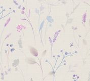 A.S. Création Weidebloemen Behang | Bloesem - Wit Lila Blauw Grijs