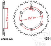 JT-prockets Couronne 41Z PAS 525 Diamètre Intérieur 136 Entraxe Fixation 156