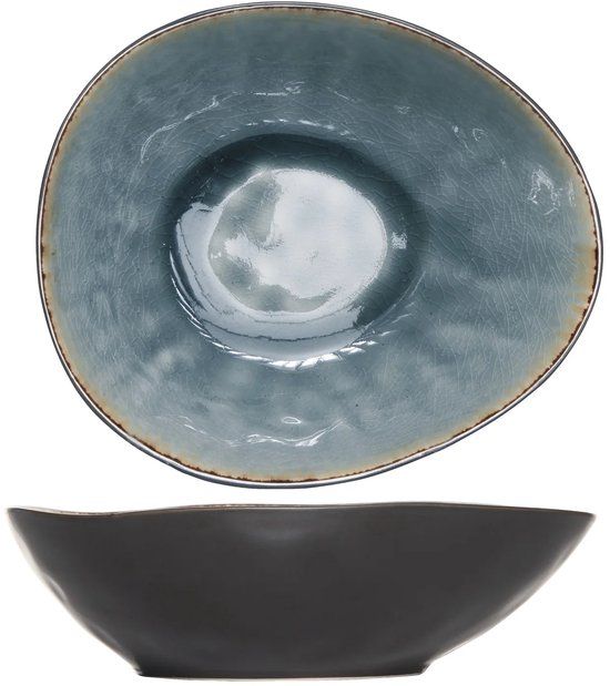 Cosy & Trendy Schaal Laguna Blue Grey - 4 Stuks 20 x 17 cm - Aardewerk