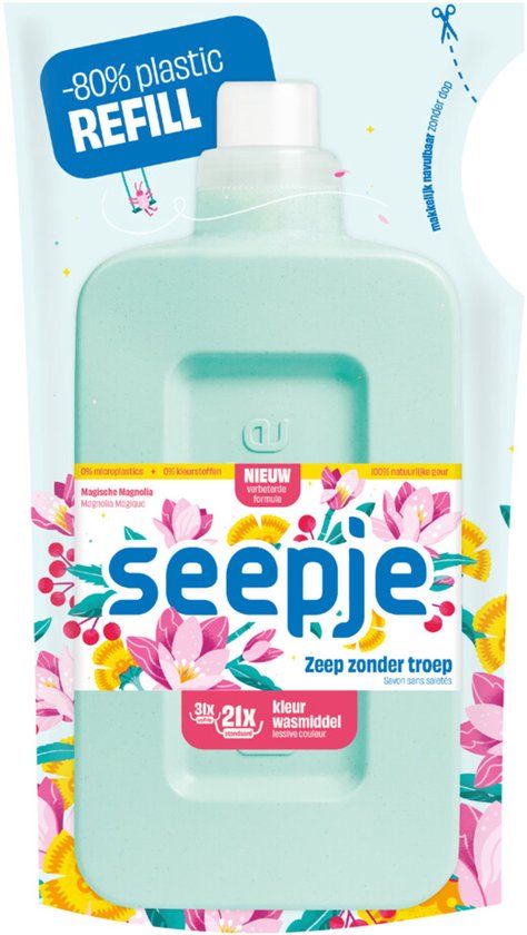 Seepje Wasmiddel Kleur Magische Magnolia Navulling - 945 ml