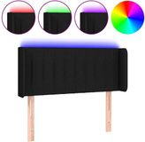 vidaXL - Hoofdbord - LED - 93x16x78/88 cm - Stof - Zwart
