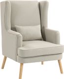 HOMCOM Accent Chair - Beige Stof, Hout, 77x77x110 cm