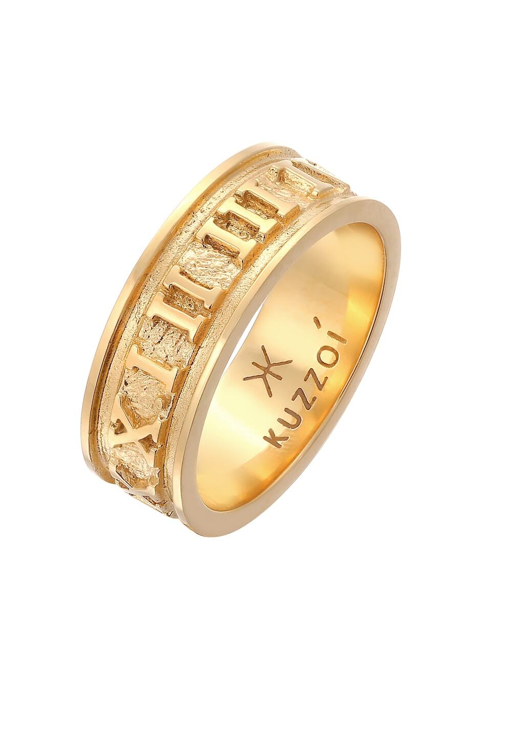 KUZZOI KUZZOI KUZZOI Ring Heren Band Ring Romeinse Cijfers Massief Trend Geoxideerd in 925 Sterling Zilver Mannen sieraden