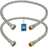 KOTARBAU® 2 Stuks - Flexibele Aansluitslang 1/2"x3/8" - Sanitaire Aansluitslang 70 cm - Flexibele Kraanslang - Buitendraad x Binnendraad - Aansluitslang Armatuur - Gevlochten Roestvrijstalen Aansluitslang