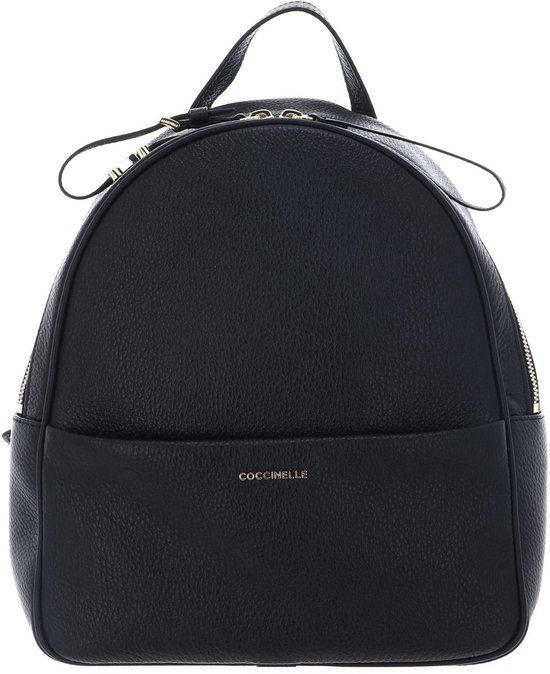 Coccinelle Leren rugzak Nory Backpack Grained Leather Noir zwart
