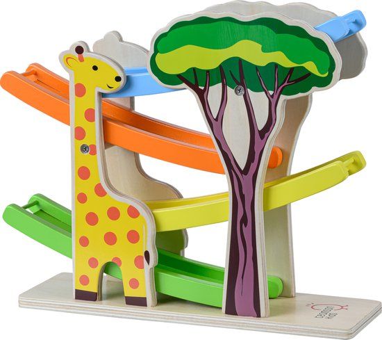 Teamson Kids Houten Ramp Racebaan Speelgoed - Klik Klak - Safari Dieren