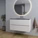 Saniclass Chaci Ensemble de meubles de salle de bain - 100x46x55cm - lavabo en céramique noir - 1 vasque - sans trous de robinetterie - 2 tiroirs - miroir rond avec éclairage - blanc mat