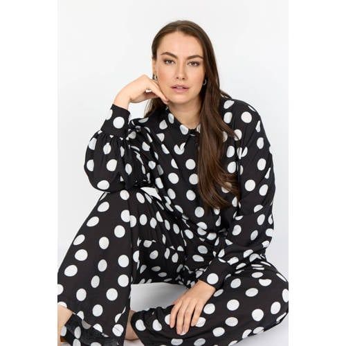 Wasabiconcept top met stippen Plus Size - zwart