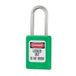 Master Lock Thermoplastisch Zenex-veiligheidshangslot in groen, 35 mm breed met 38 mm hoge beugel van roestvrij staal, met sleutelhouder
