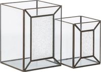 3198 Kaarshouder Kristal Gouden Metaal 22 x 22 x 29 cm (2 Stuks)