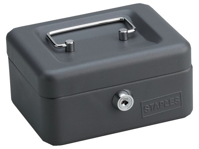Staples Geldkist - 75 x 150 x 115 mm - Donkergrijs