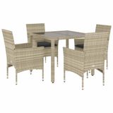 vidaXL Tuinset - 5-delig - Lichtgrijs - Poly rotan