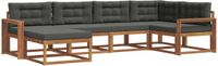 vidaXL - Hoek loungeset - 6 zitplekken - Acacia hout - Natuurlijk en antraciet
