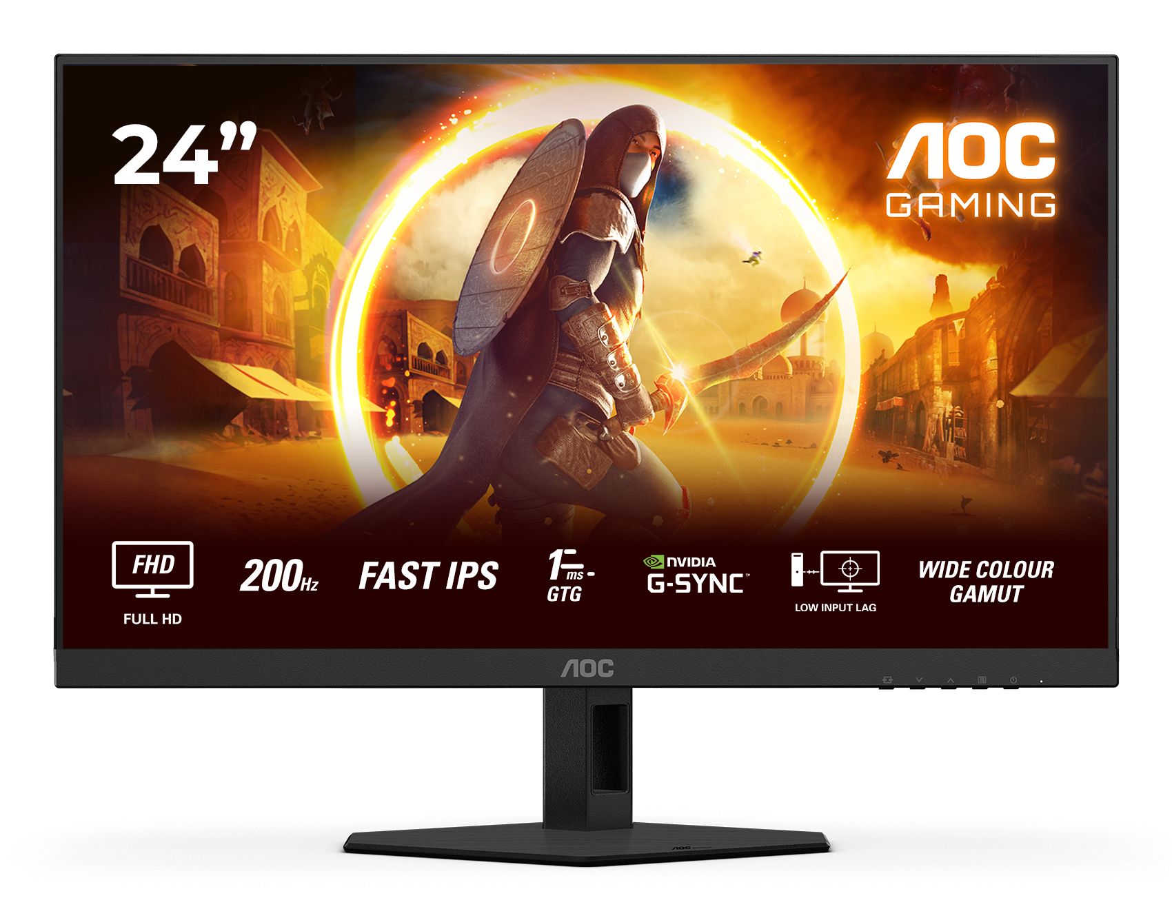 AOC 24G4HRE 23.8" Full HD 200Hz Gaming Monitor - Fast IPS, G-Sync Compatible