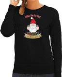 Bellatio Decorations Foute Kersttrui/Sweater Dames - Kado Gnoom - Zwart - Kerst Kabouter XXL