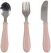 Béaba Set de couverts 3 pièces en inox – Couteau, fourchette et cuillère – Rose