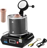 Vevor Goudsmeltoven 1350w 1150°C Max. Temperatuur, Digitale Elektrische Smeltoven 1kg Keramische Kroes voor Het Gieten en Raffineren van Edelmetalen, voor de Verwerking van Goud, Zilver, Koper, Zwart