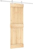 vidaXL Schuifdeur, natuurlijke kleur en wit, 70 x 210 cm, massief dennenhout