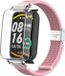 By Qubix Qubix - Braided nylon bandje met case - Roze - Geschikt voor Xiaomi Smart Band 7 Pro / Mi Band 7 Pro bandje