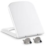 Mass Dynamic Vierkante toiletbril - met softclose en snelsluiting voor eenvoudige reiniging, universele toiletbril voor vierkante toiletpannen, bovenbevestiging, eenvoudige installatie (40,0 cm L x 36