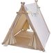 Sunny Sienna Speeltent met vlaggen en vloermat Crème – Wigwam Tipi Tent voor kinderen met Slinger & Opbergtas - Stokken FSC hout - 120x100x105cm