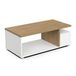 Demeyere Salontafel van hout, 3 nissen, Scandinavische stijl, kleur mat wit en Hamilton eiken, 91 x 50 x 37 cm